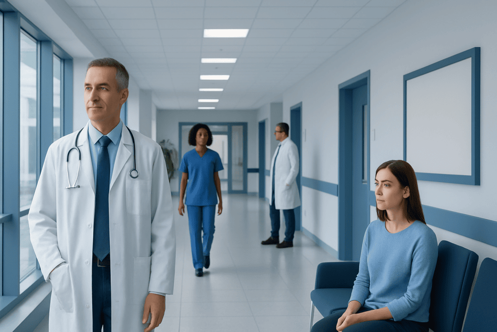 Pcd Treatment: How It Works, Results and What to Expect 1 Medical professionals and patient in hospital corridor at Acibadem Hospitals Group.