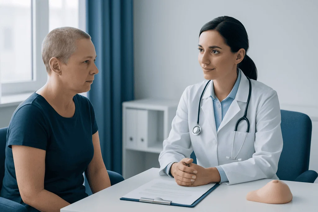 Doctor consulting with a patient in a medical office setting.