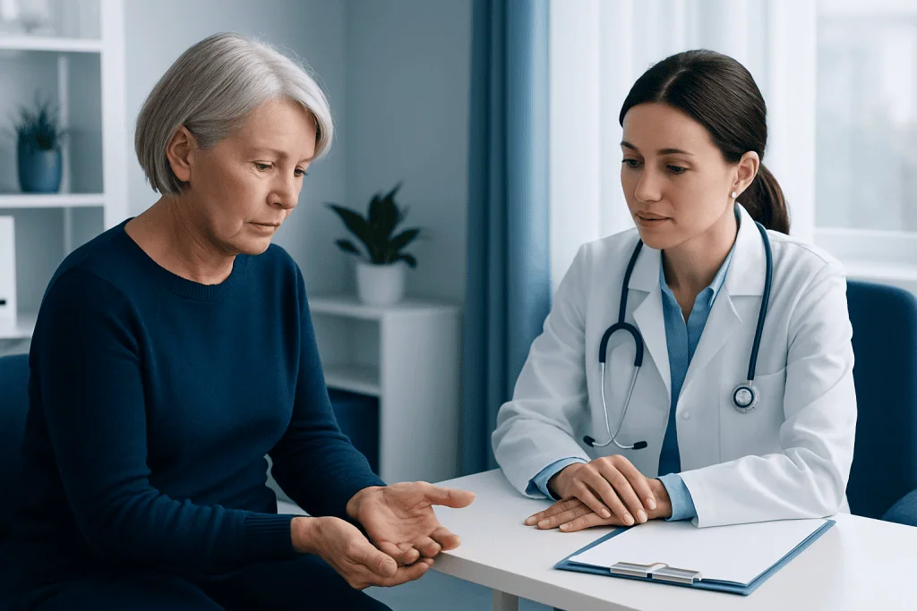 Possible causes and associated symptoms — pill rolling tremor