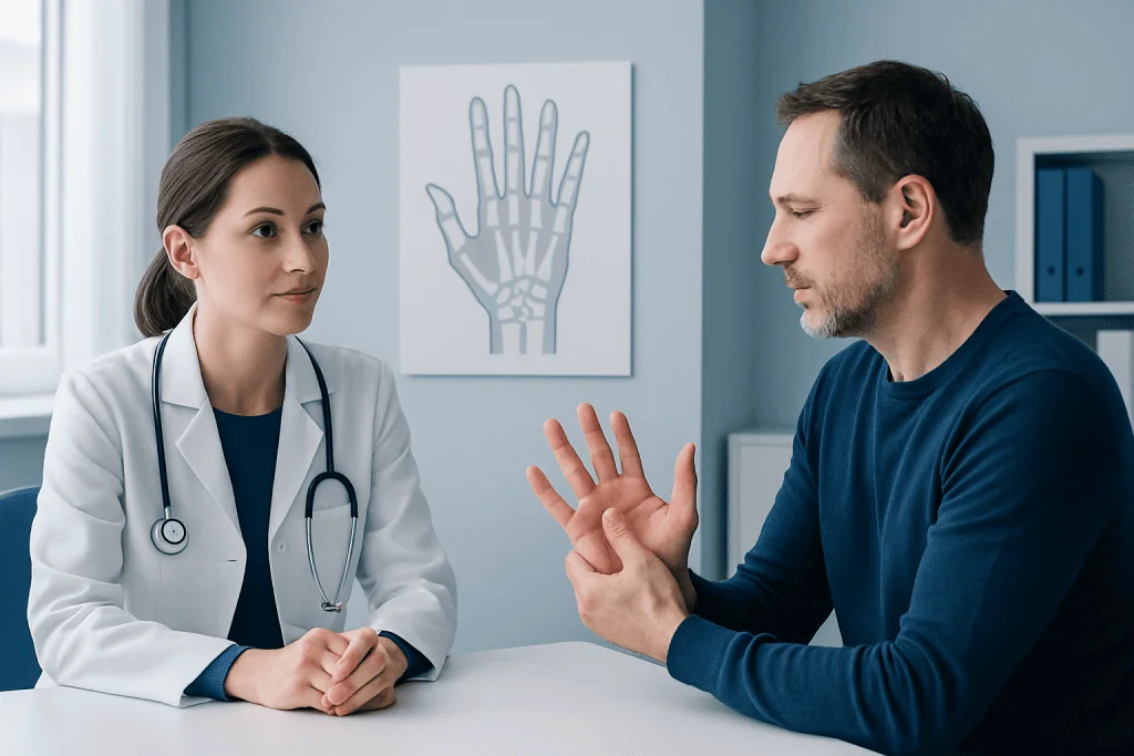 Possible Causes of Hand Pain — diagram of hand pain