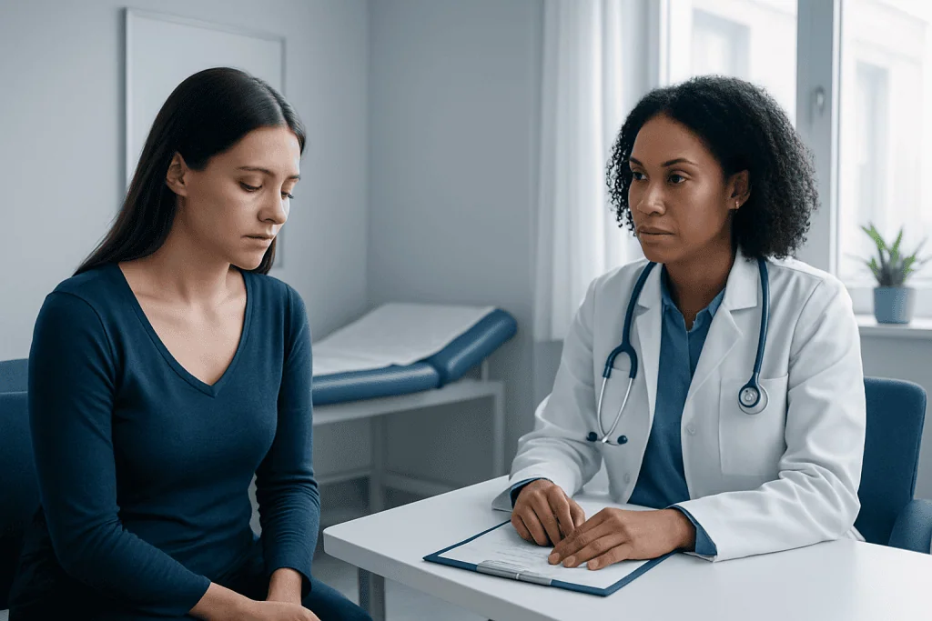 Doctor consulting with a patient about cervical health concerns.