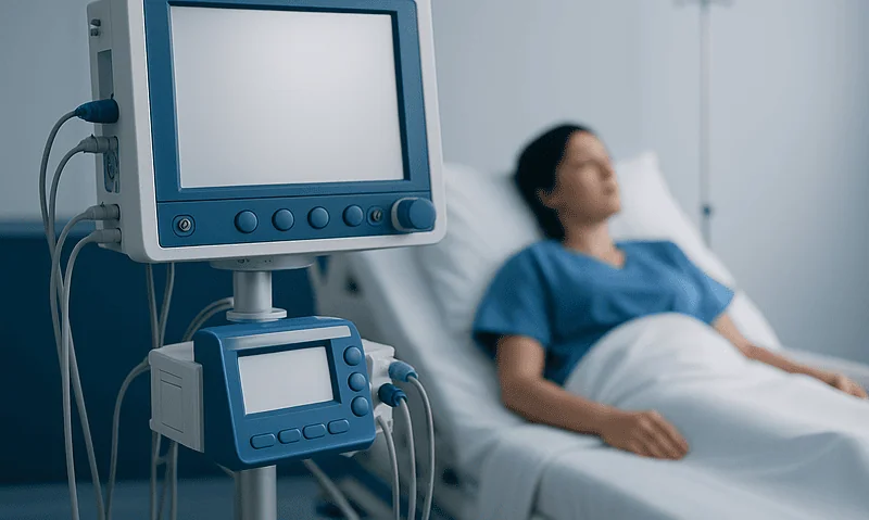Medical monitor and patient in hospital room at Acibadem Hospitals Group.