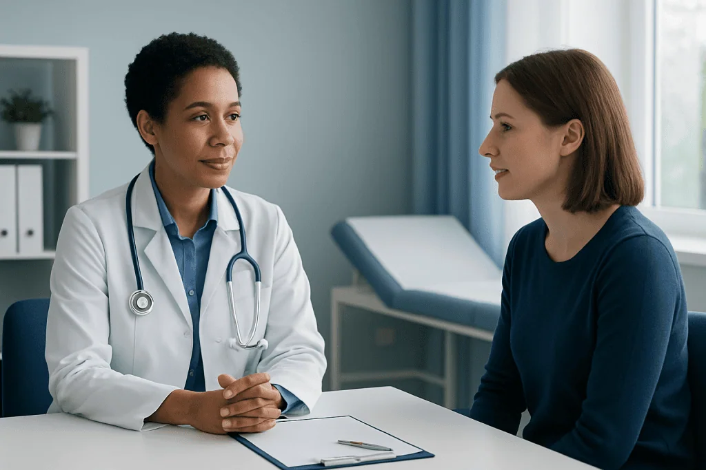 Doctor consulting with a patient in a medical office.