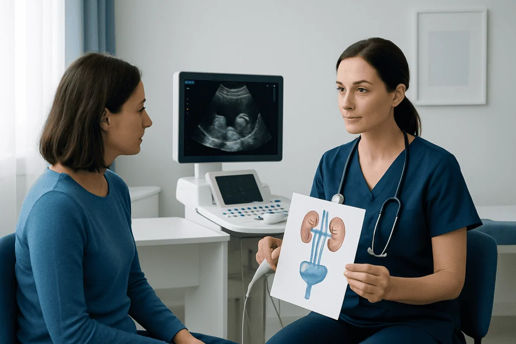 Preparation and step-by-step procedure — ureterocele ultrasound