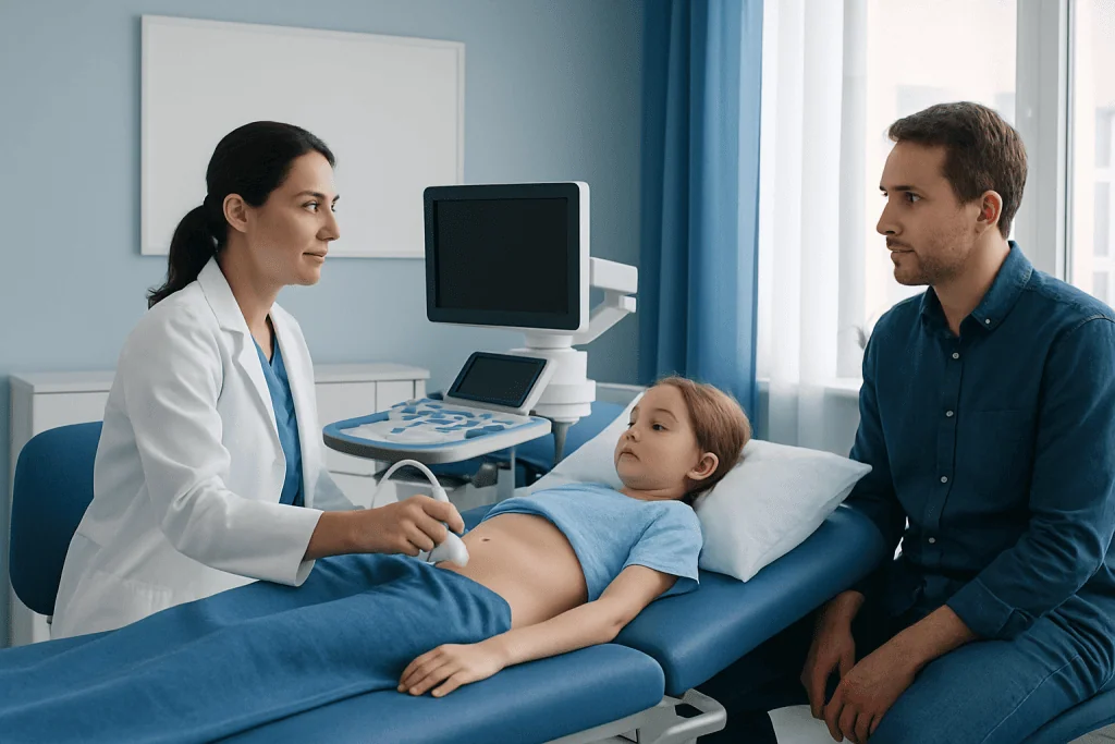 Pediatric ultrasound consultation at Acibadem Hospital.