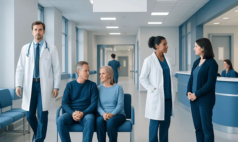 Primary Sclerosing Cholangitis Psc Treatment: How It Works, Results and What to Expect 5 Medical team consulting with patients in hospital corridor.