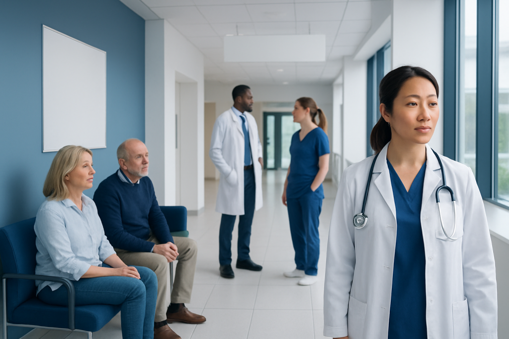 Pulmonary Valve Stenosis: An Evidence-Based Patient Guide 1 Medical team consulting with patients in a hospital corridor.