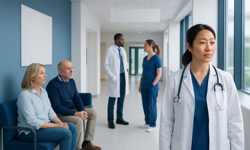 Pulmonary Valve Stenosis: An Evidence-Based Patient Guide 6 Medical team consulting with patients in a hospital corridor.