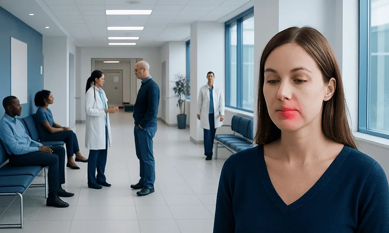 Patient waiting in hospital corridor at Acibadem Hospitals Group.