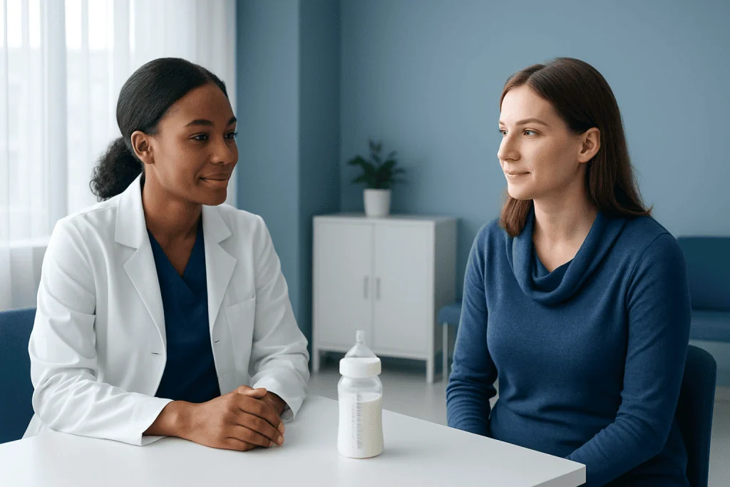 Doctor consulting with a patient in a medical office.