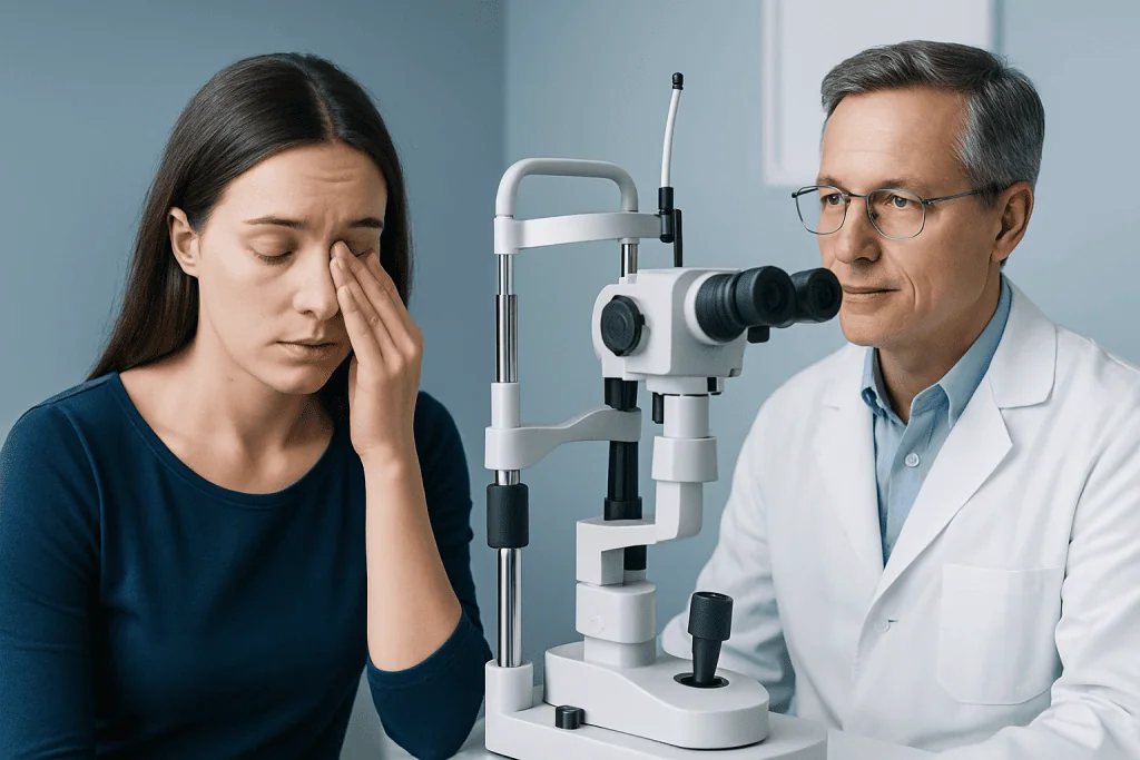 Eye examination for anemia-related eye issues at Acibadem Hospital.