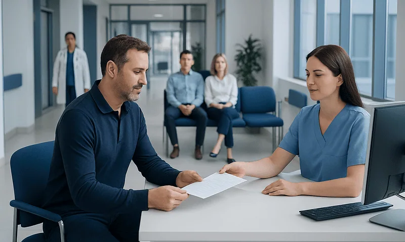 Patient consulting with a healthcare professional at Acibadem Hospital.