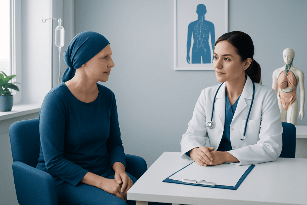 Doctor consulting with a patient in a medical office.