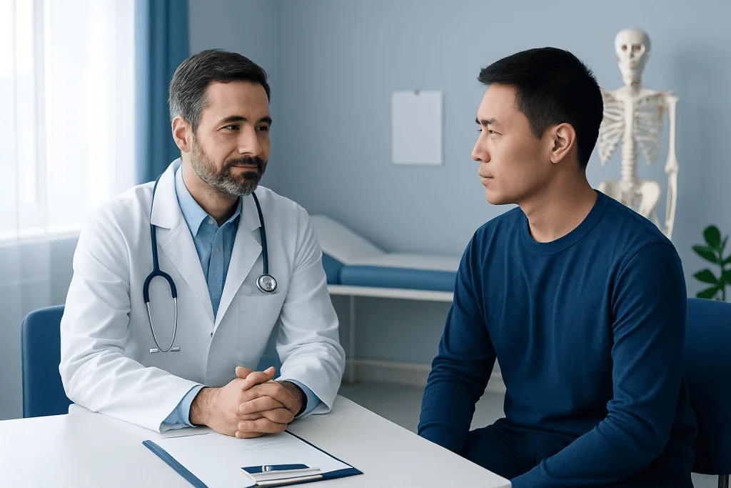 Doctor consulting with patient in a medical office at Acibadem Hospitals Group.