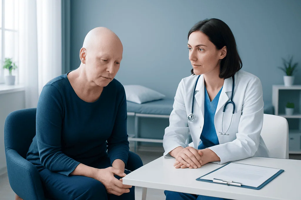 Doctor consulting with a patient in a medical office setting.
