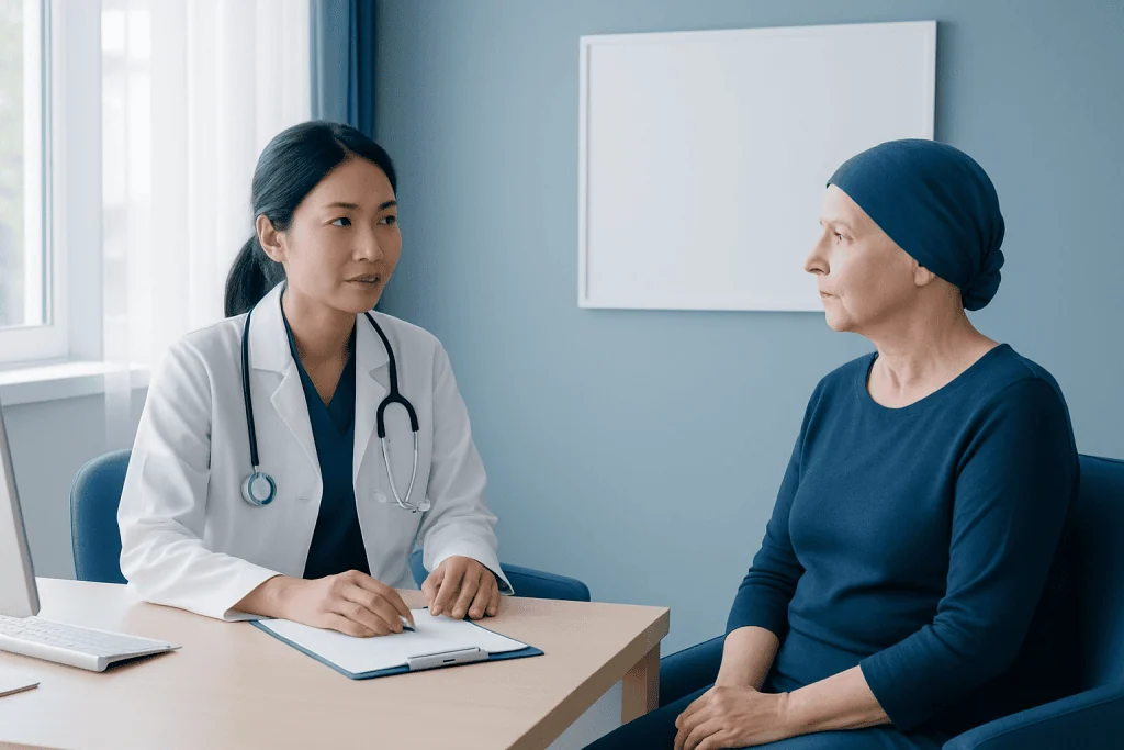 Doctor consulting with a patient in a medical office.
