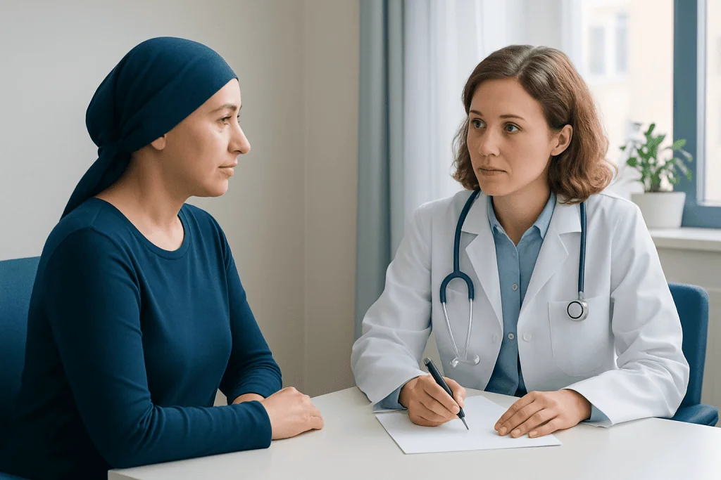 Doctor consulting with a patient in a medical office setting.