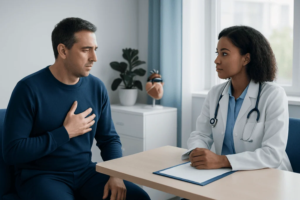 Doctor consulting with patient about endocarditis and heart health.