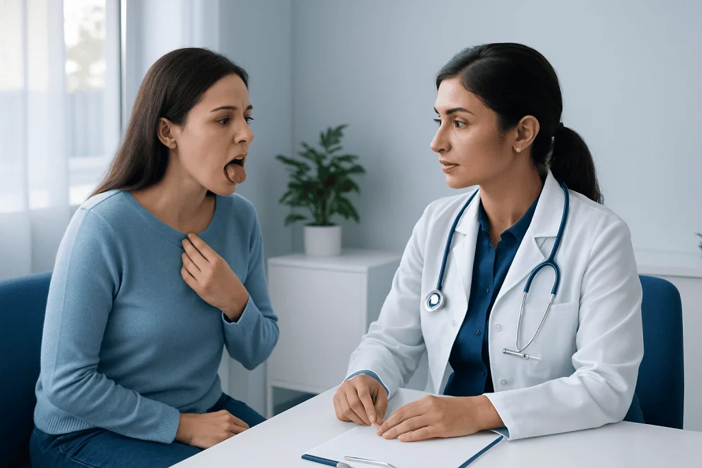 Symptoms That Help Describe the Problem — blisters at the back of the throat