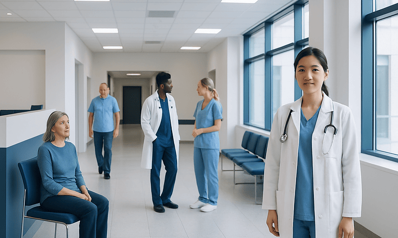 Tarceva Insulin: A Complete Medical Overview 10 Healthcare professionals and patient in a modern hospital corridor.