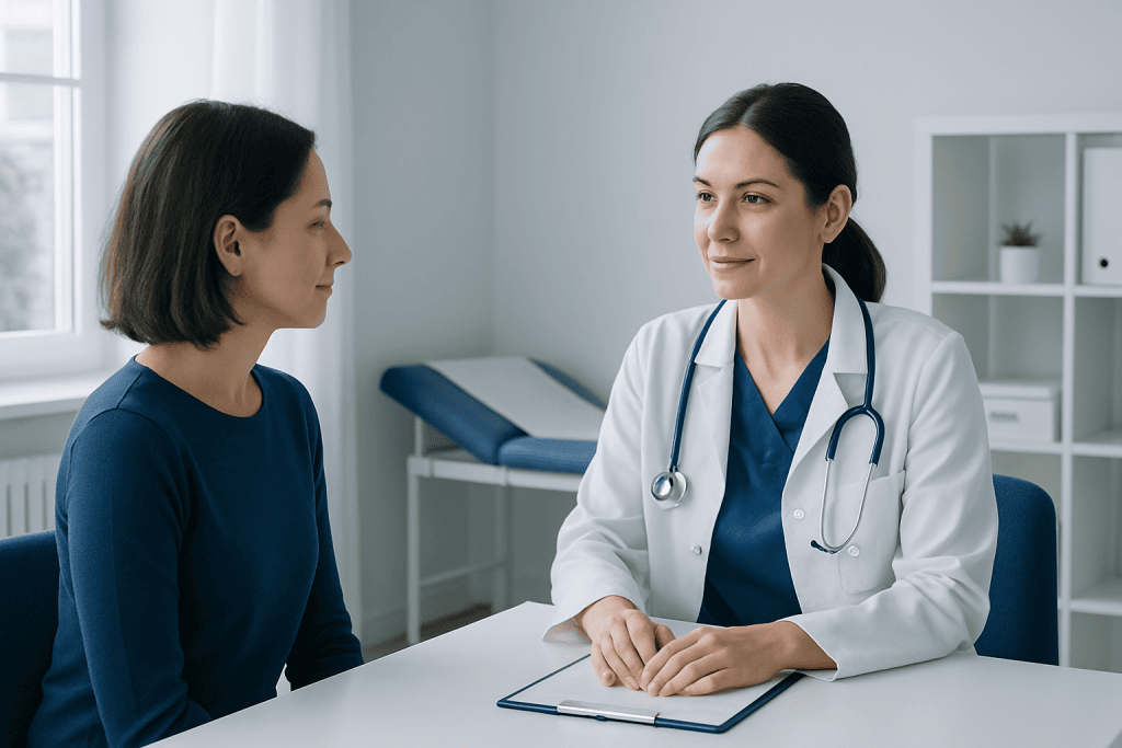 Doctor consulting with a patient in a medical office.