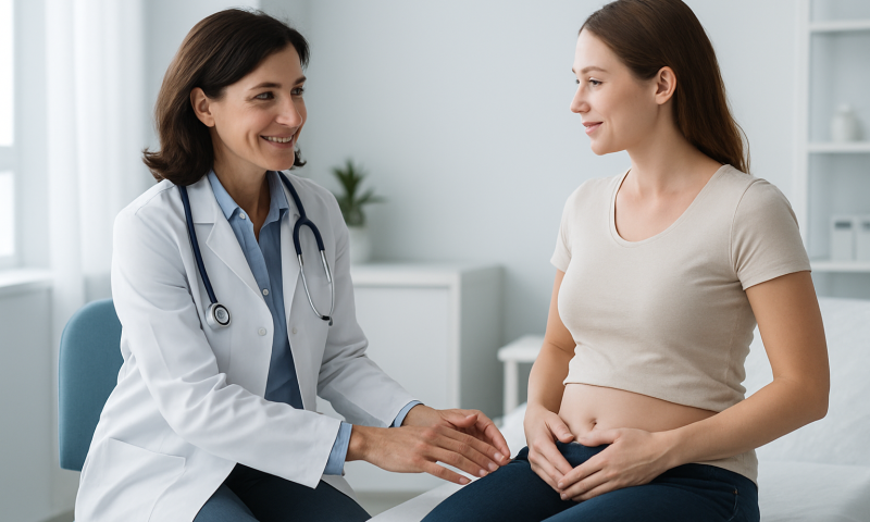 Doctor consulting with a patient in a medical office setting.