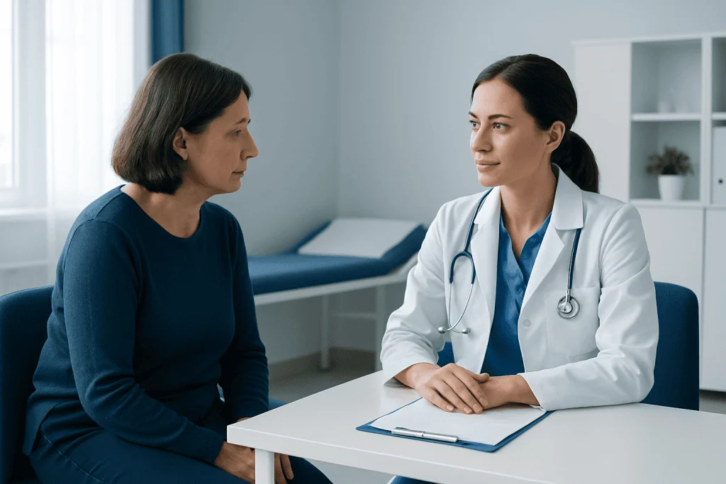 Doctor consulting with a patient in a medical office.