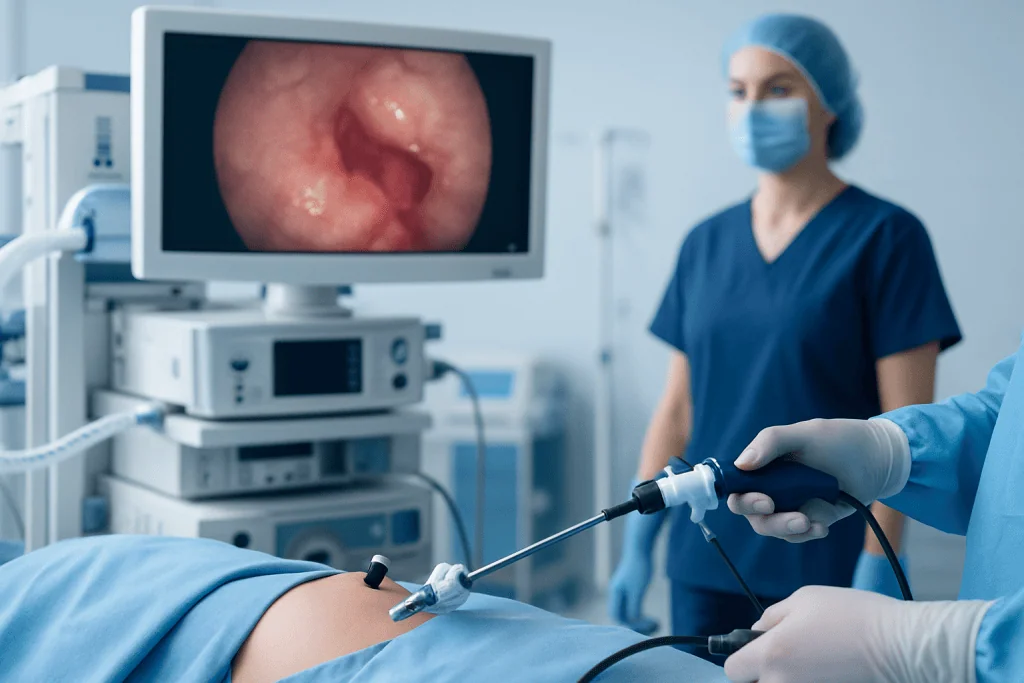 Endoscopic procedure for peptic ulcer treatment at Acibadem Hospital.