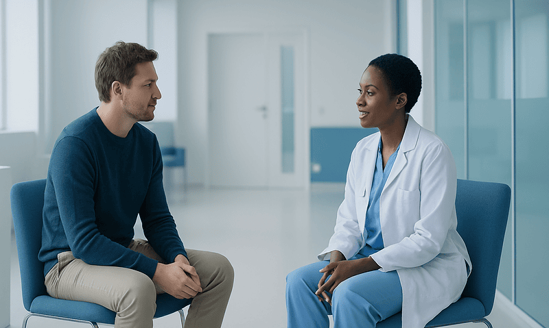 Understanding Rett Syndrome: A Complete Patient Guide 18 Doctor consulting with a patient in a modern hospital setting.