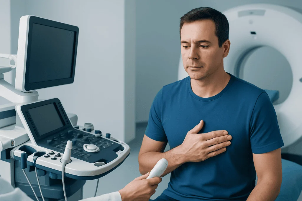 Understanding the location: skin, breast tissue, chest wall, or bone — painless lump in middle of chest male