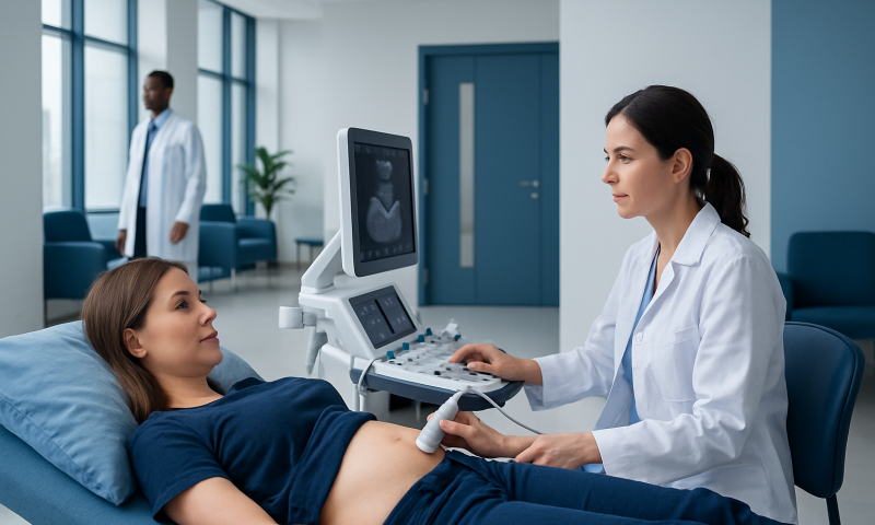Ureterocele ultrasound examination at Acibadem Hospitals Group.