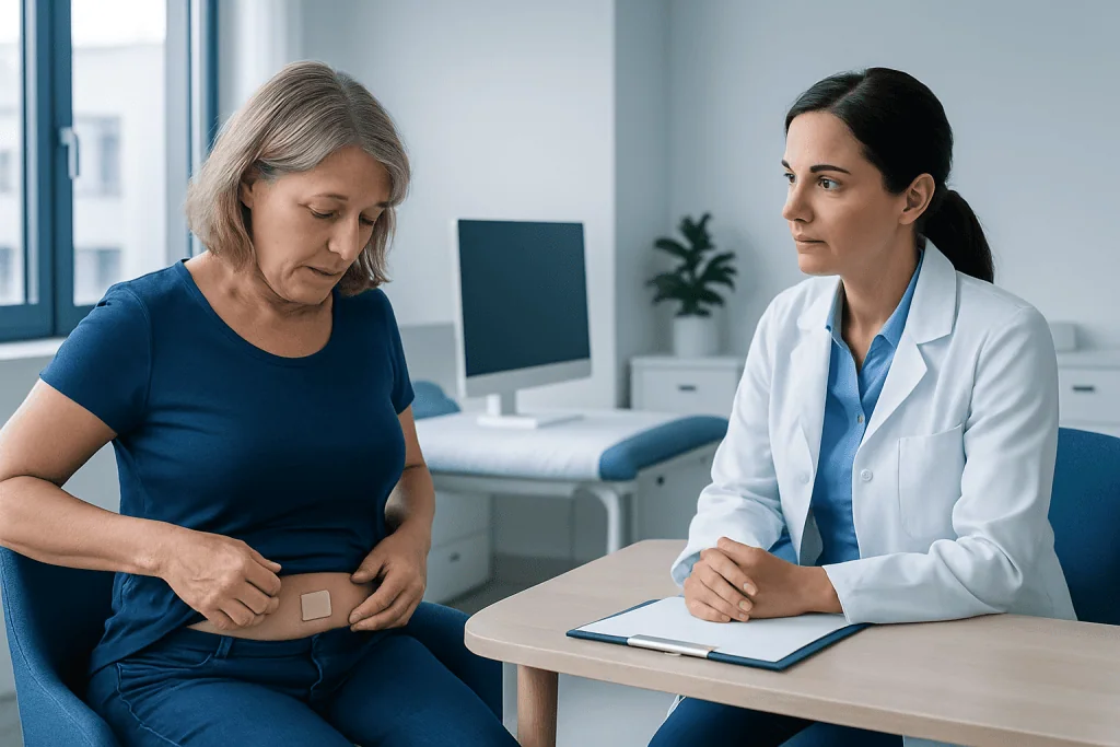 Using an estrogen patch: application, routine and early adjustment — side effects of hormone replacement patches