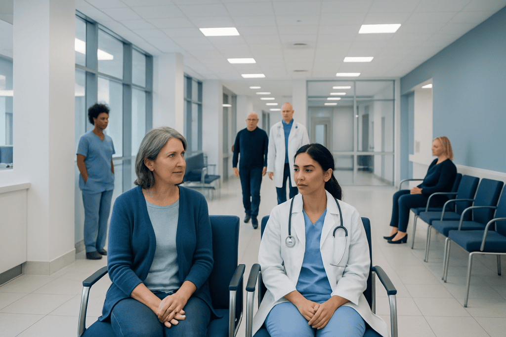 Uterine Sarcoma Treatment: How It Works, Results and What to Expect 1 Medical consultation in hospital corridor with diverse healthcare professionals.