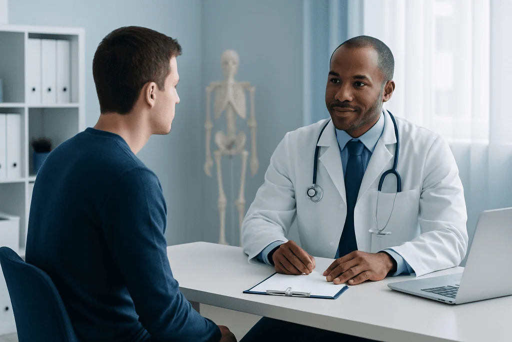 Doctor consulting with patient in a medical office at Acibadem Hospitals Group.