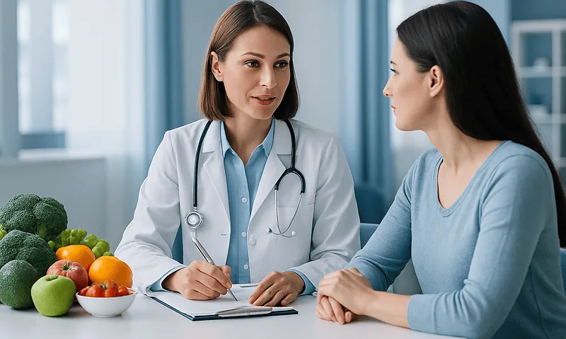 Doctor consulting with a patient about nutrition and health.