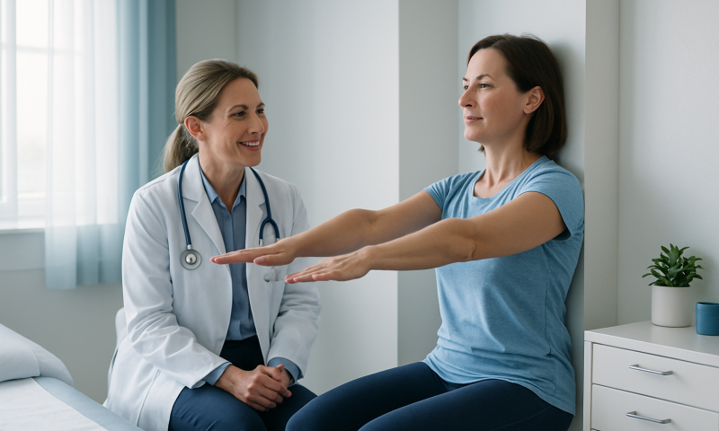 Doctor consulting with patient during a health check-up in a clinic.