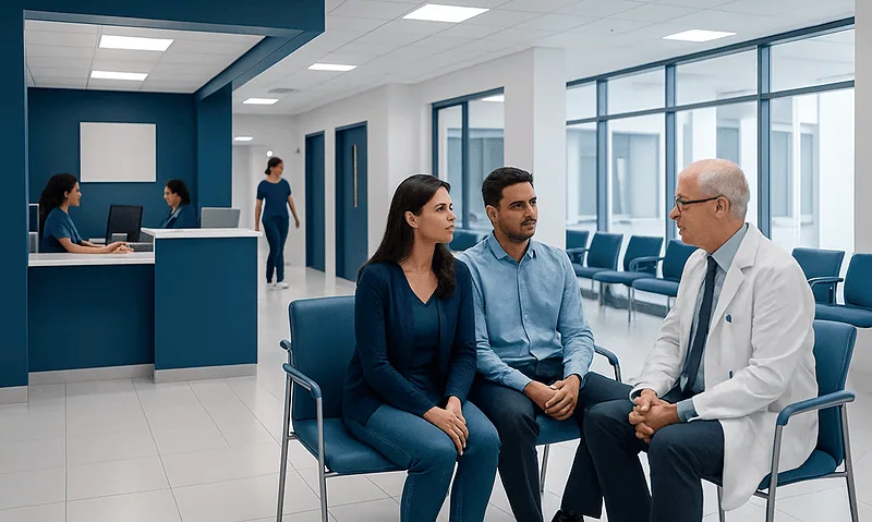 Fertility consultation at Acibadem Hospital with doctor and patients.