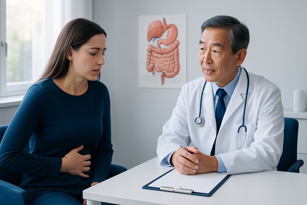 Doctor consulting with a patient about gastrointestinal health.