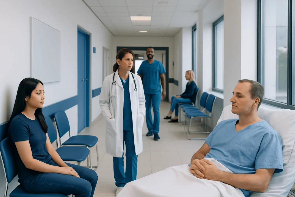 Deep Blackheads — Explained by Medical Evidence, Not Myths 1 Medical consultation in hospital corridor with doctor and patients.