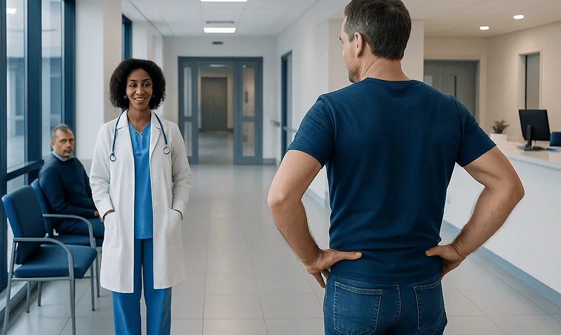 Flanks: What Patients Need to Know 12 Patient consulting with doctor in hospital corridor.