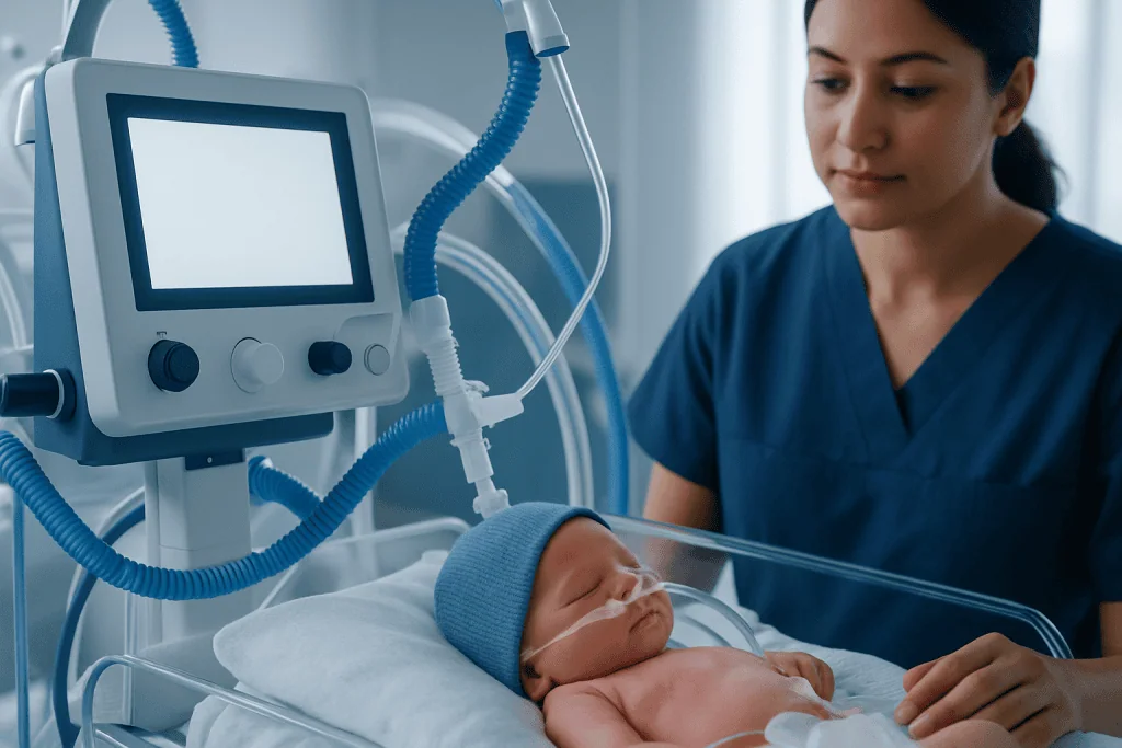 What are the symptoms of infant respiratory distress syndrome? — treatment of respiratory distress in newborns