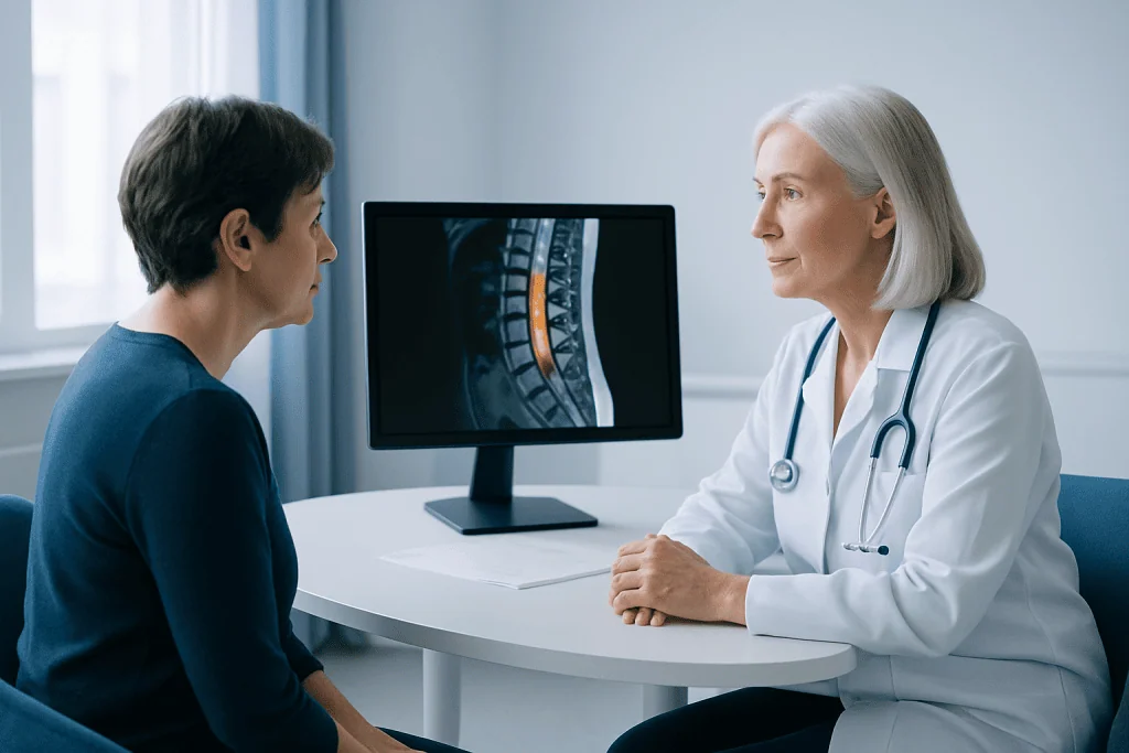 What are the typical MRI findings of spine metastasis? — cancer spots on spine mri