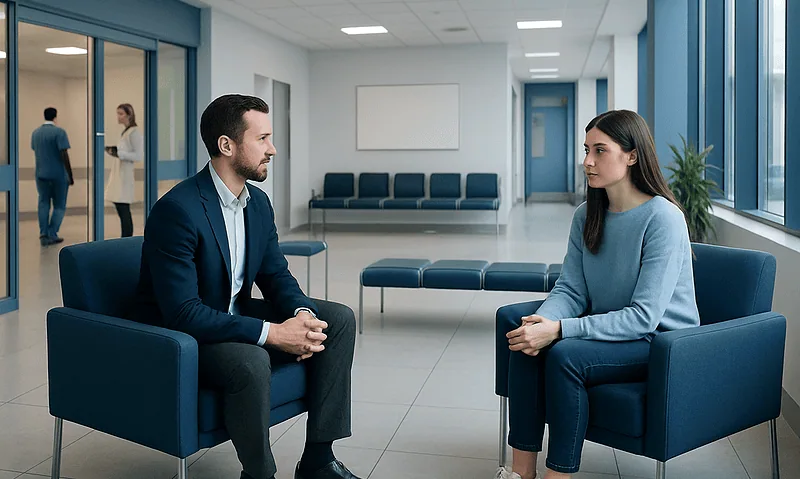 Therapist and patient in a counseling session at Acibadem Hospitals Group.