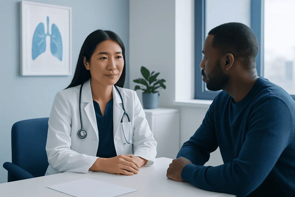 Doctor consulting with patient in a medical office at Acibadem Hospitals Group.