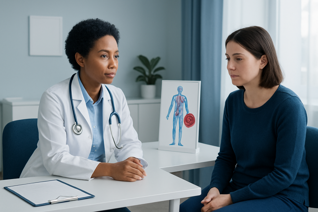 Doctor consulting with patient about anemia treatment options at Acibadem Hospital.