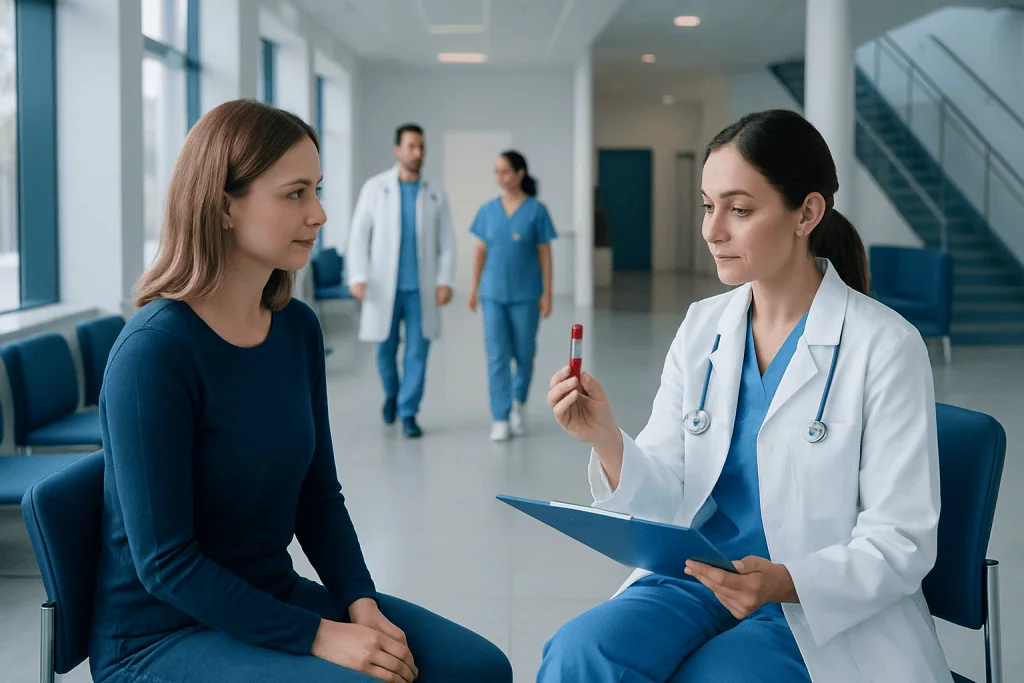 Gluten Sensitivity Test: What Patients Need to Know 1 Doctor explaining test results to a patient in a hospital corridor.