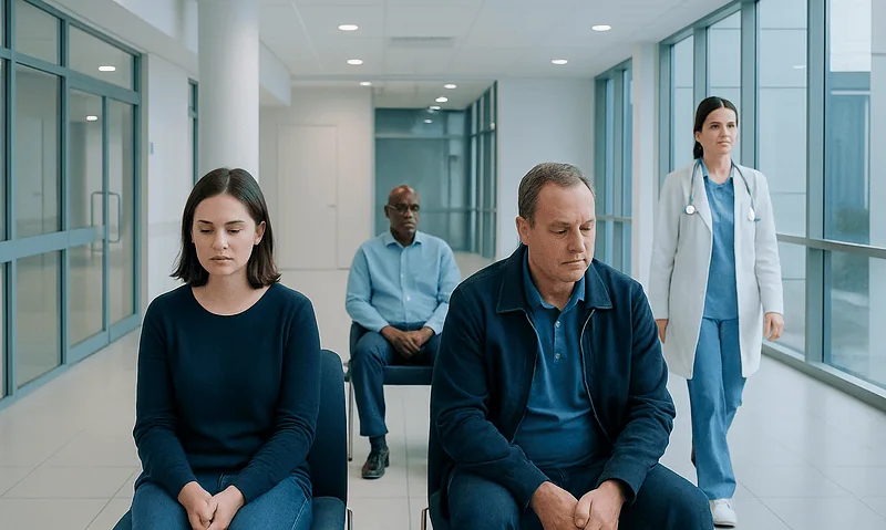 Define Antisocial: A Complete Medical Overview 7 Group of patients waiting in a hospital corridor with a healthcare professional nearby.