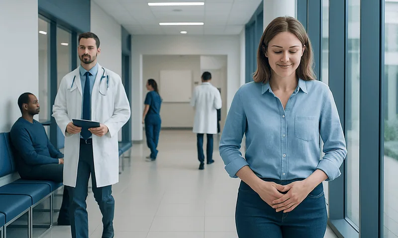 Signs Your UTI Is Going Away Without Antibiotics: A Doctor-Reviewed Guide to Uses and Safety 5 Smiling woman in a hospital corridor with medical staff in the background.