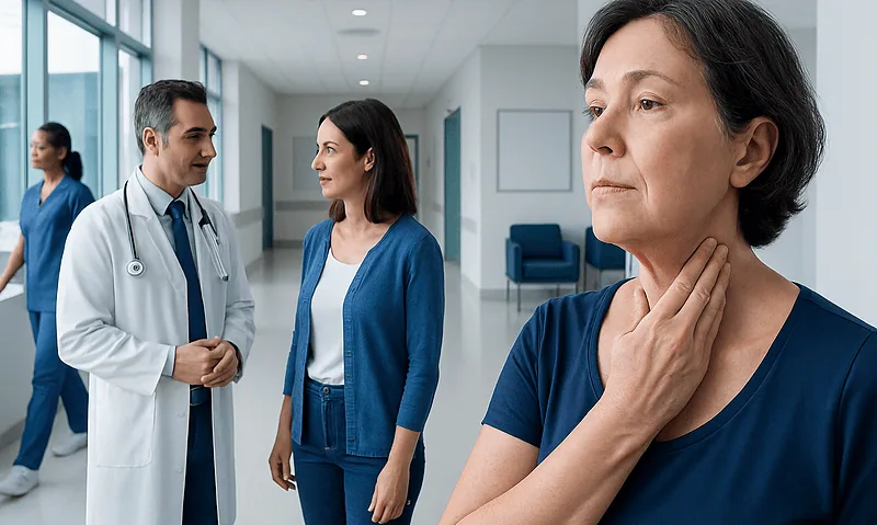 Patient experiencing neck discomfort at Acibadem Hospital.