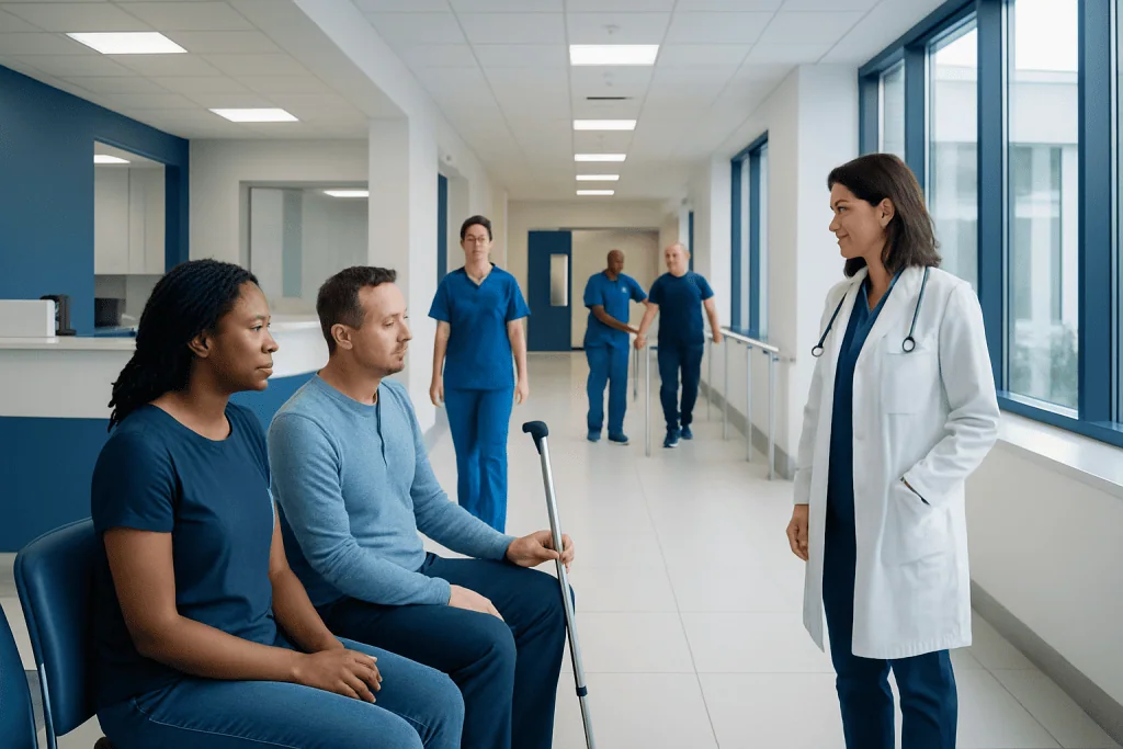 St Judes Rehab: An Evidence-Based Patient Guide 1 Medical consultation with a patient using a cane at Acibadem Hospital.